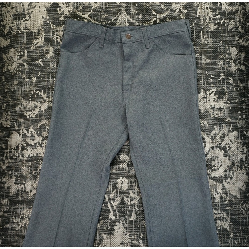 Vintage Wrangler Mens 34x30 Gray Dress Pants Classic Casual Polyester USA Made
